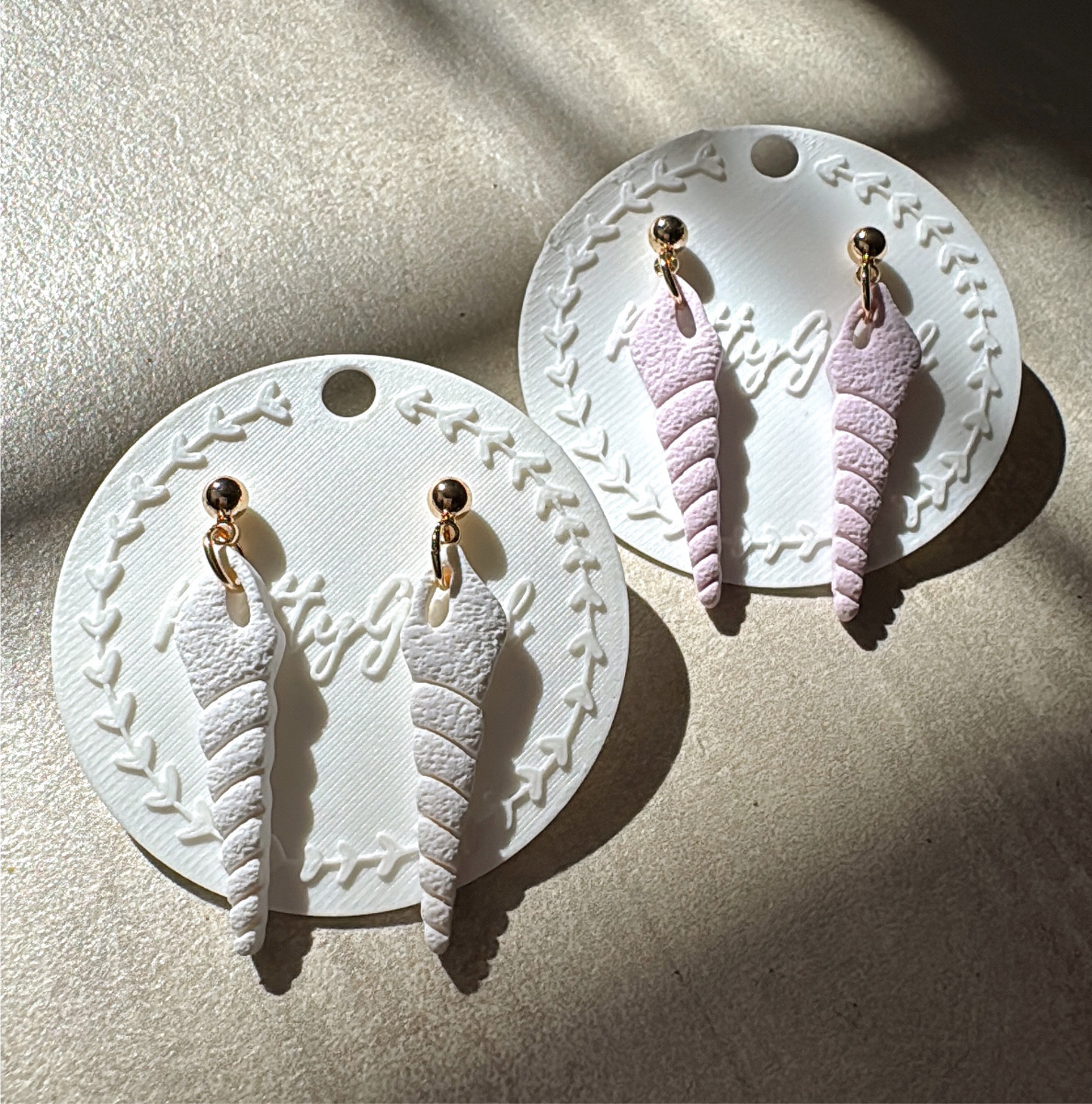 Turritella Drift, Handcrafted Summer Earrings, Seashell Earrings, Polymer Clay