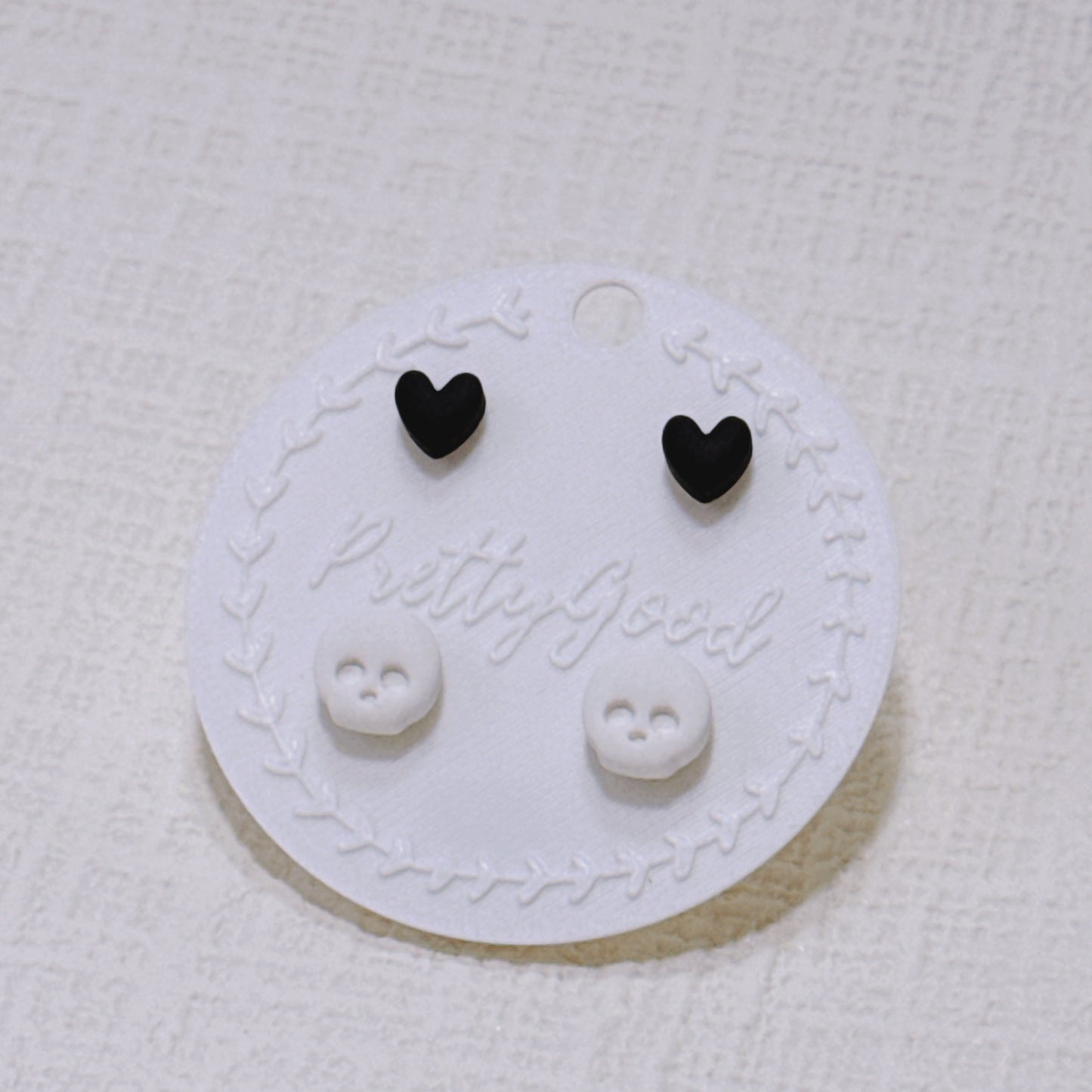 Handcrafted Skull & Heart Stud Earrings Set, Cute Gothic Summerween Jewelry
