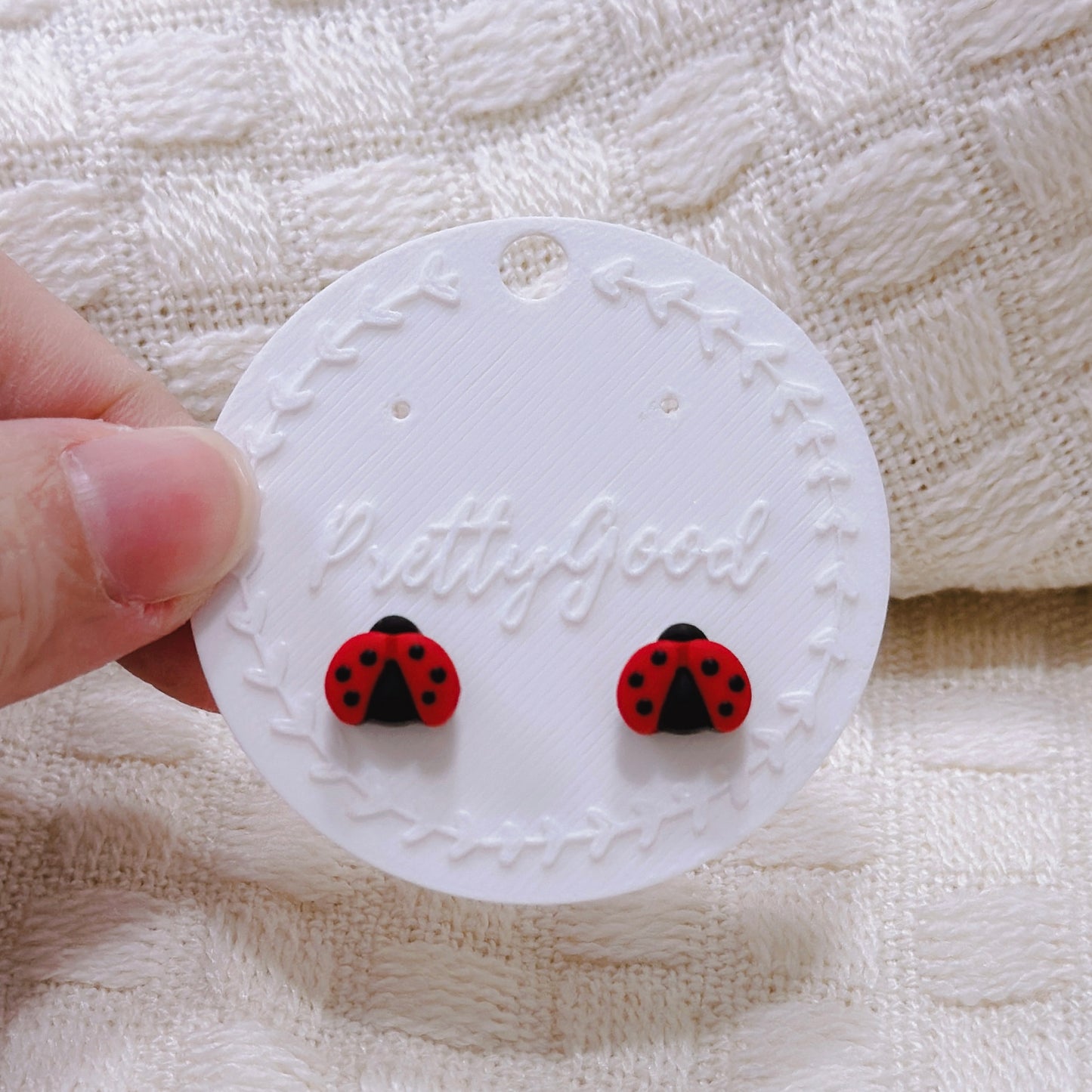 Handcrafted Mini Ladybug Stud Earrings – Cute Red and Black Polymer Clay Jewelry