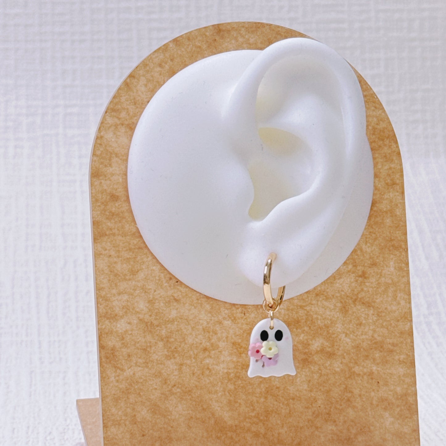 Handcrafted Ghost Earrings – Cute & Floral Halloween or Summerween Huggies