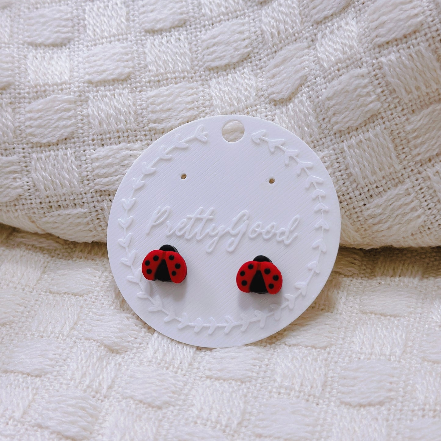 Handcrafted Mini Ladybug Stud Earrings – Cute Red and Black Polymer Clay Jewelry