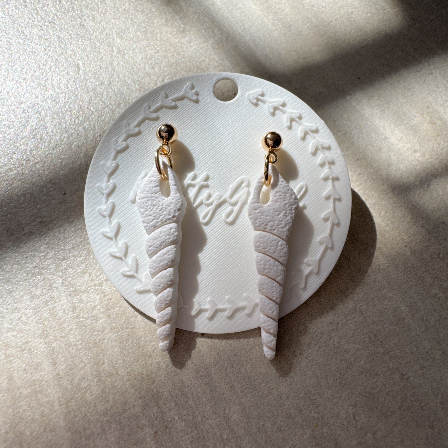 Turritella Drift, Handcrafted Summer Earrings, Seashell Earrings, Polymer Clay