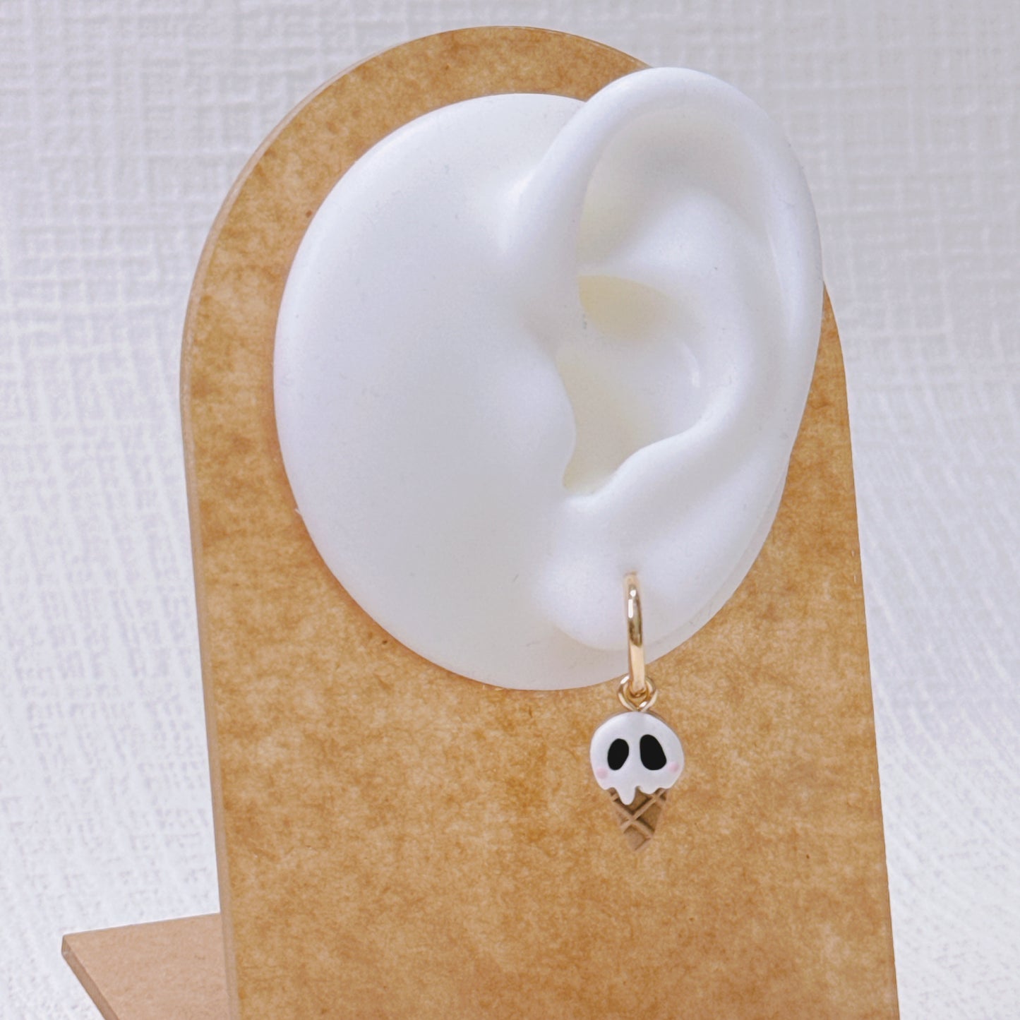 Handcrafted Ghost Ice Cream Earrings, Spooky Cute Summerween Huggies, Gift for Her