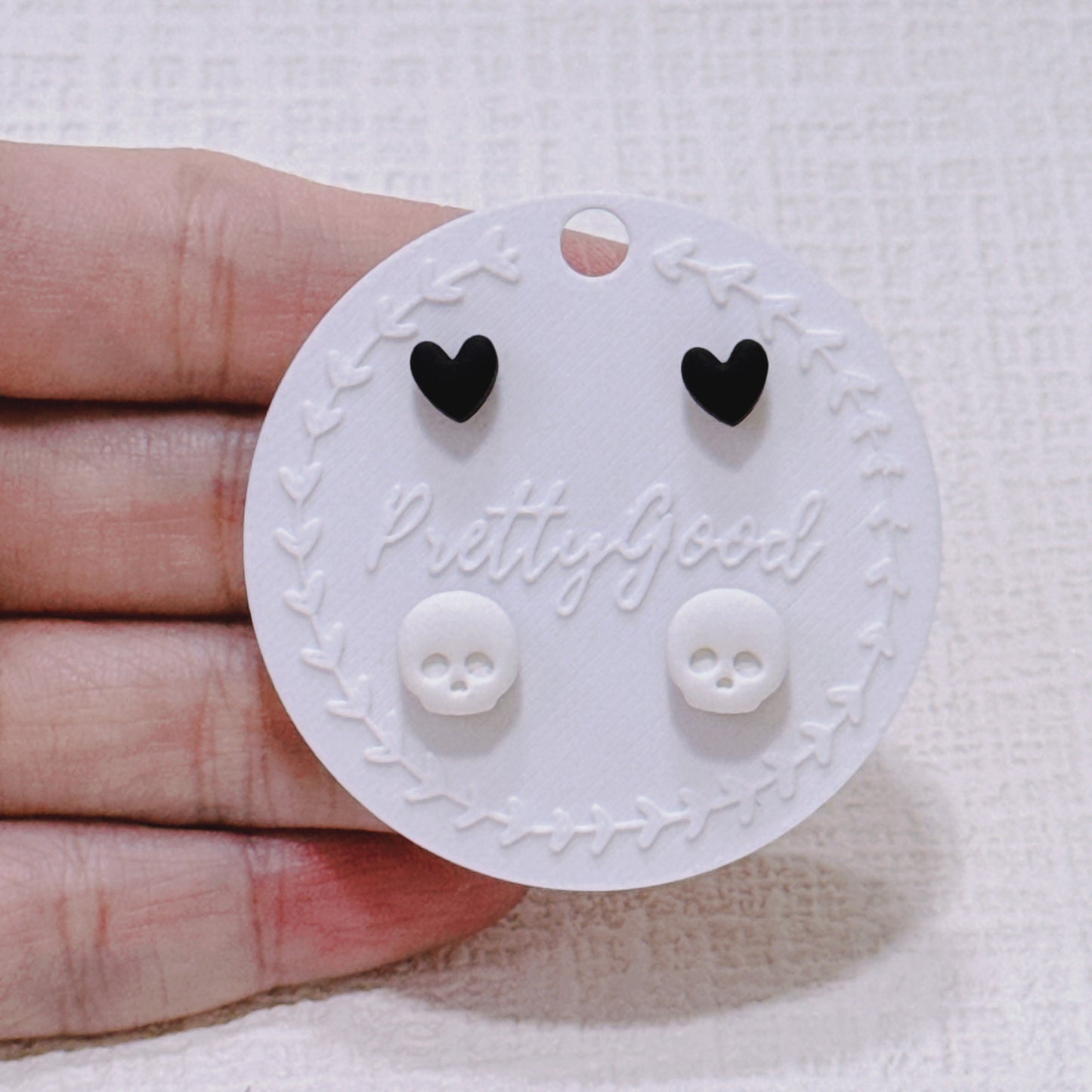 Handcrafted Skull & Heart Stud Earrings Set, Cute Gothic Summerween Jewelry