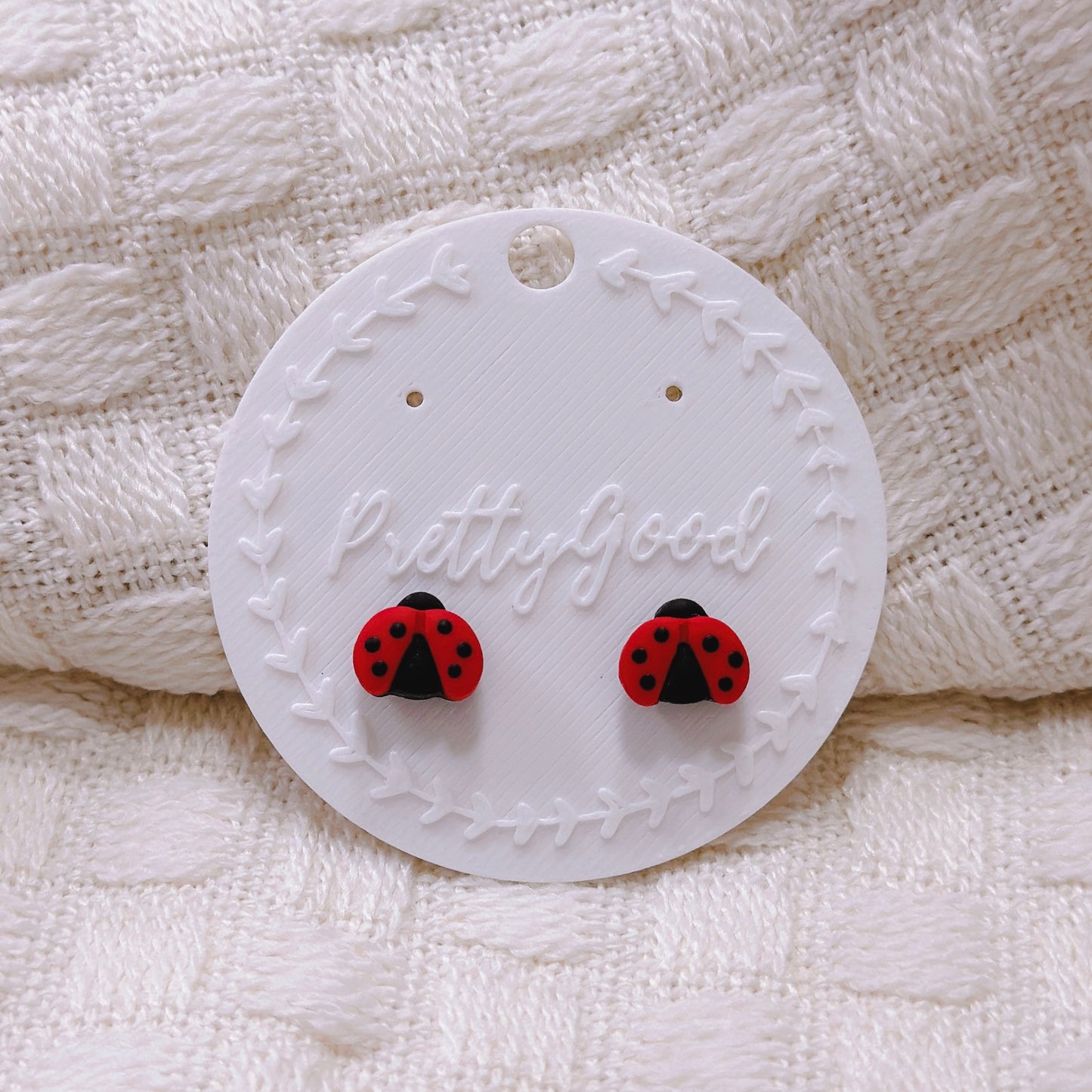 Handcrafted Mini Ladybug Stud Earrings – Cute Red and Black Polymer Clay Jewelry