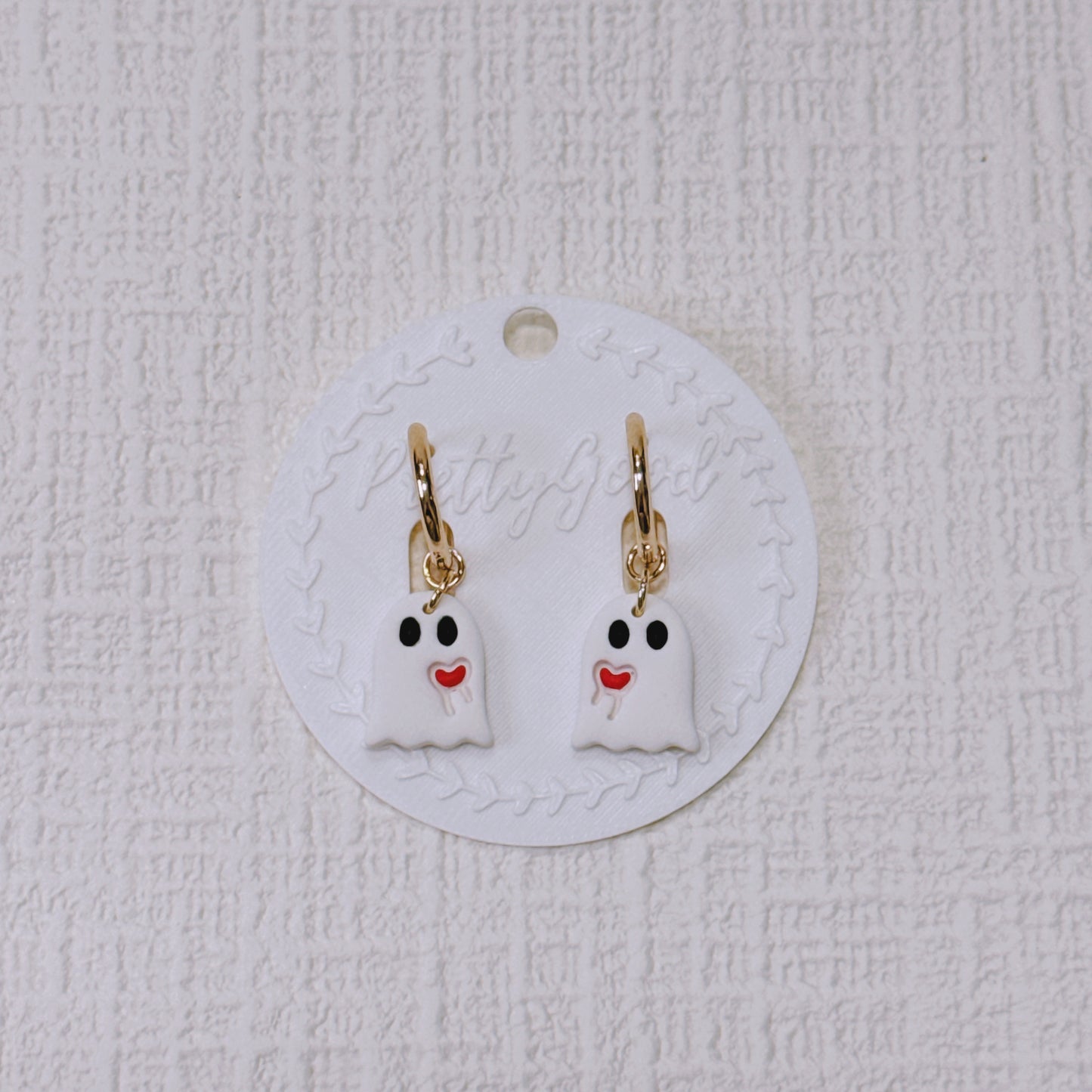 Handcrafted Ghost Earrings – Cute & Floral Halloween or Summerween Huggies