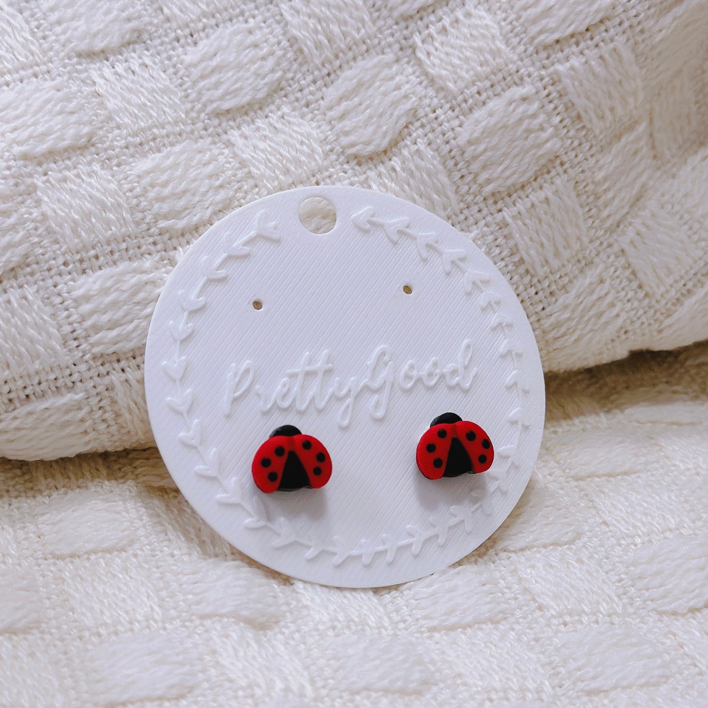 Handcrafted Mini Ladybug Stud Earrings – Cute Red and Black Polymer Clay Jewelry