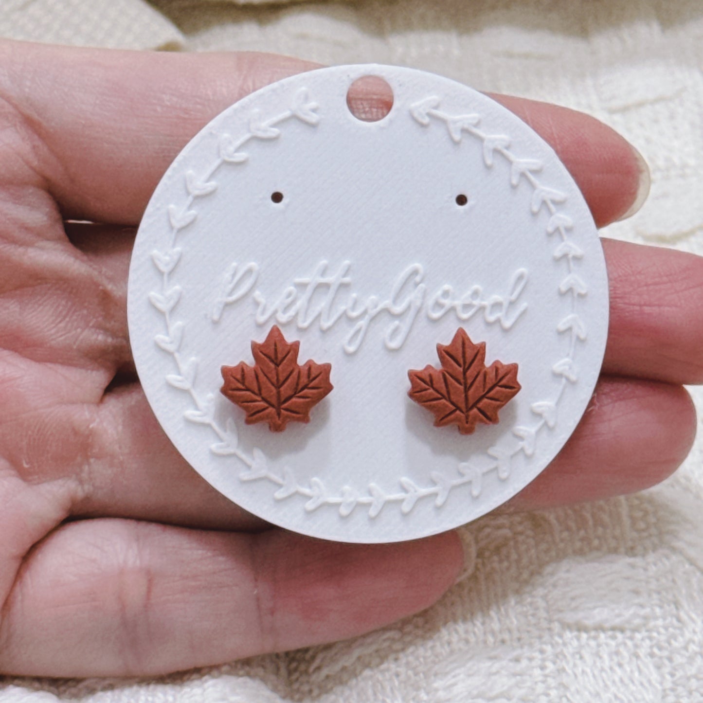 Maple Leaf Earrings – Autumn Polymer Clay Studs & 14K Gold Plated Dangle Huggies, Fall Jewelry