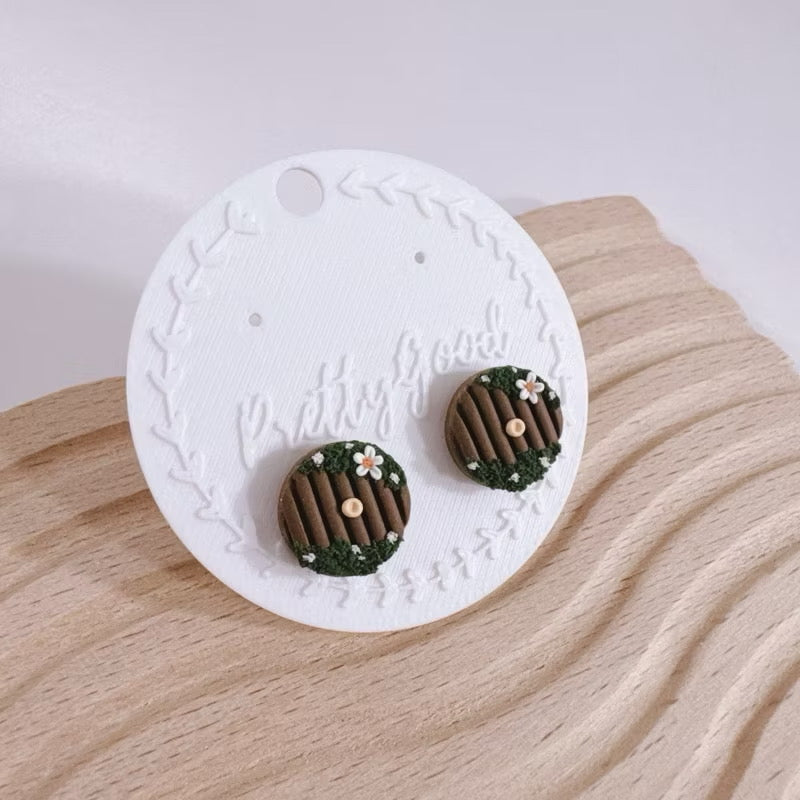 Hobbit Door Stud Earrings | Handmade Cottagecore Jewelry | Fairy Door Polymer Clay Studs