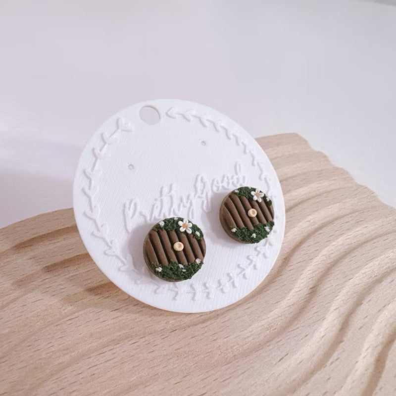 Hobbit Door Stud Earrings | Handmade Cottagecore Jewelry | Fairy Door Polymer Clay Studs