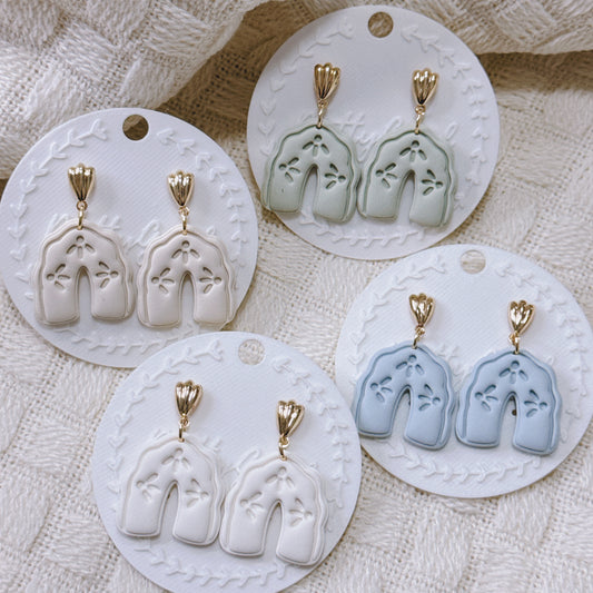 Coastal Arch Dangle Earrings | Handmade Polymer Clay in 4 Muted Tones