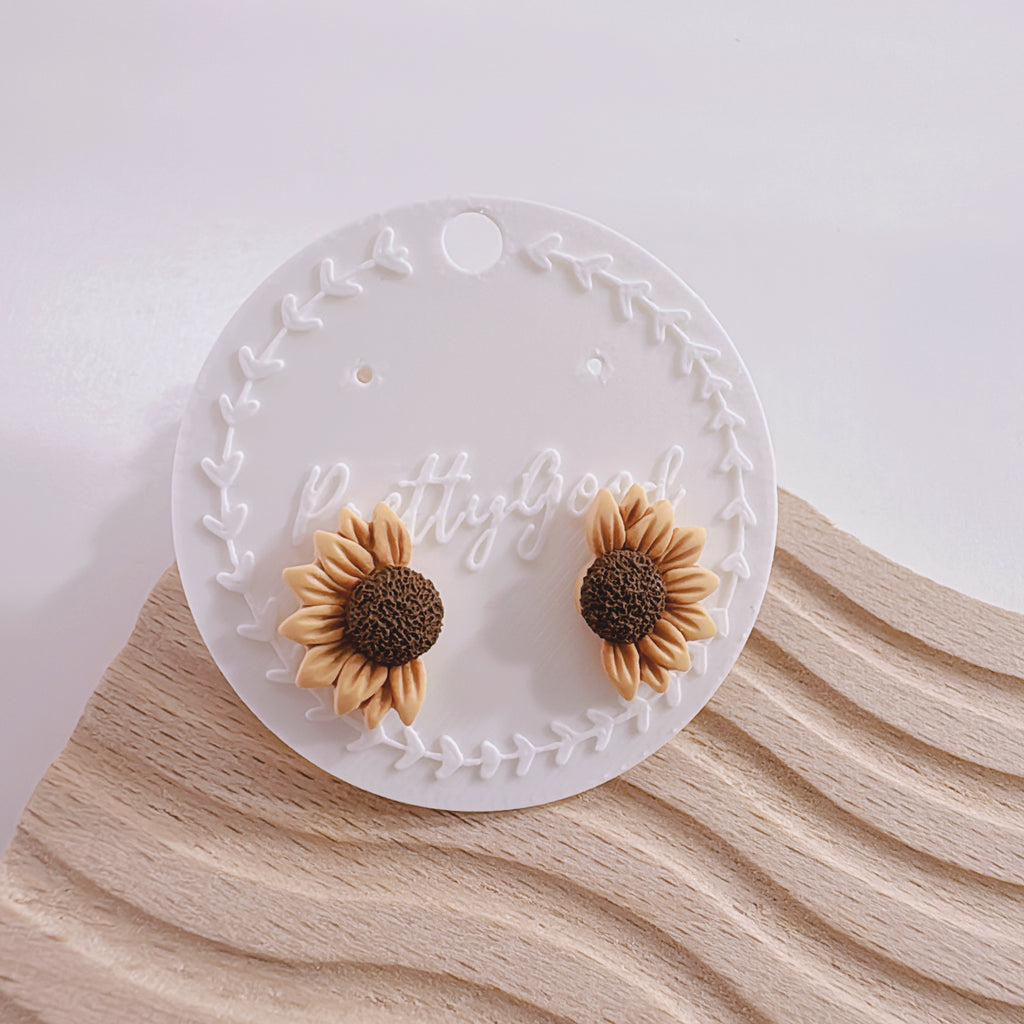Handcrafted Sunflower Stud Earrings – Realistic & Delicately Shaded