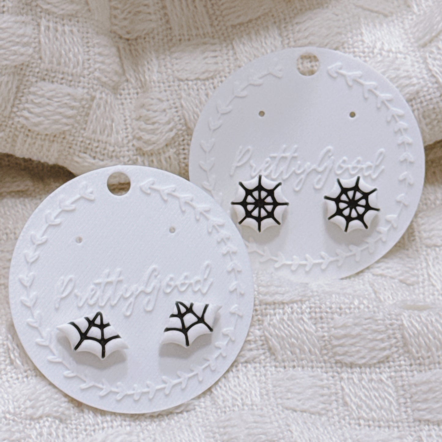 Spider Web Earrings | Polymer Clay Studs | Spooky Cute Halloween Jewelry | Gift for Her