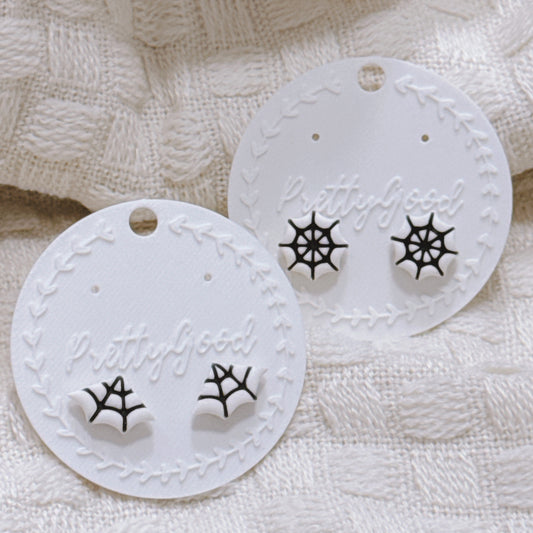 Spider Web Earrings | Polymer Clay Studs | Spooky Cute Halloween Jewelry | Gift for Her