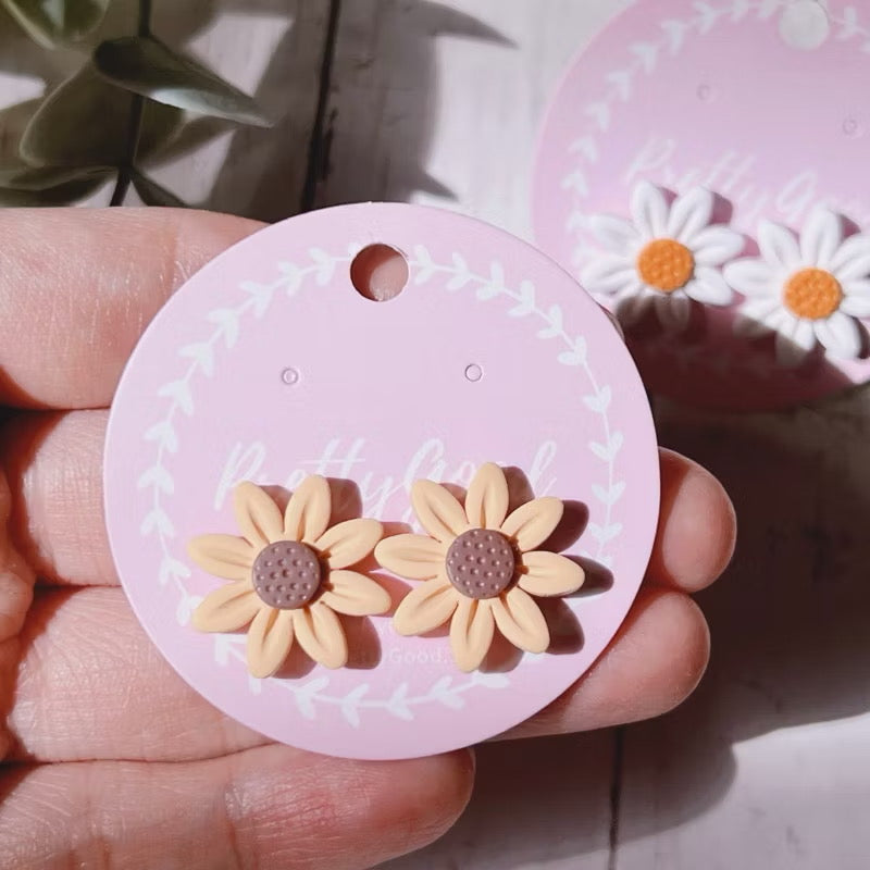 Sunflower Clay Earrings – Handmade Studs or Huggies