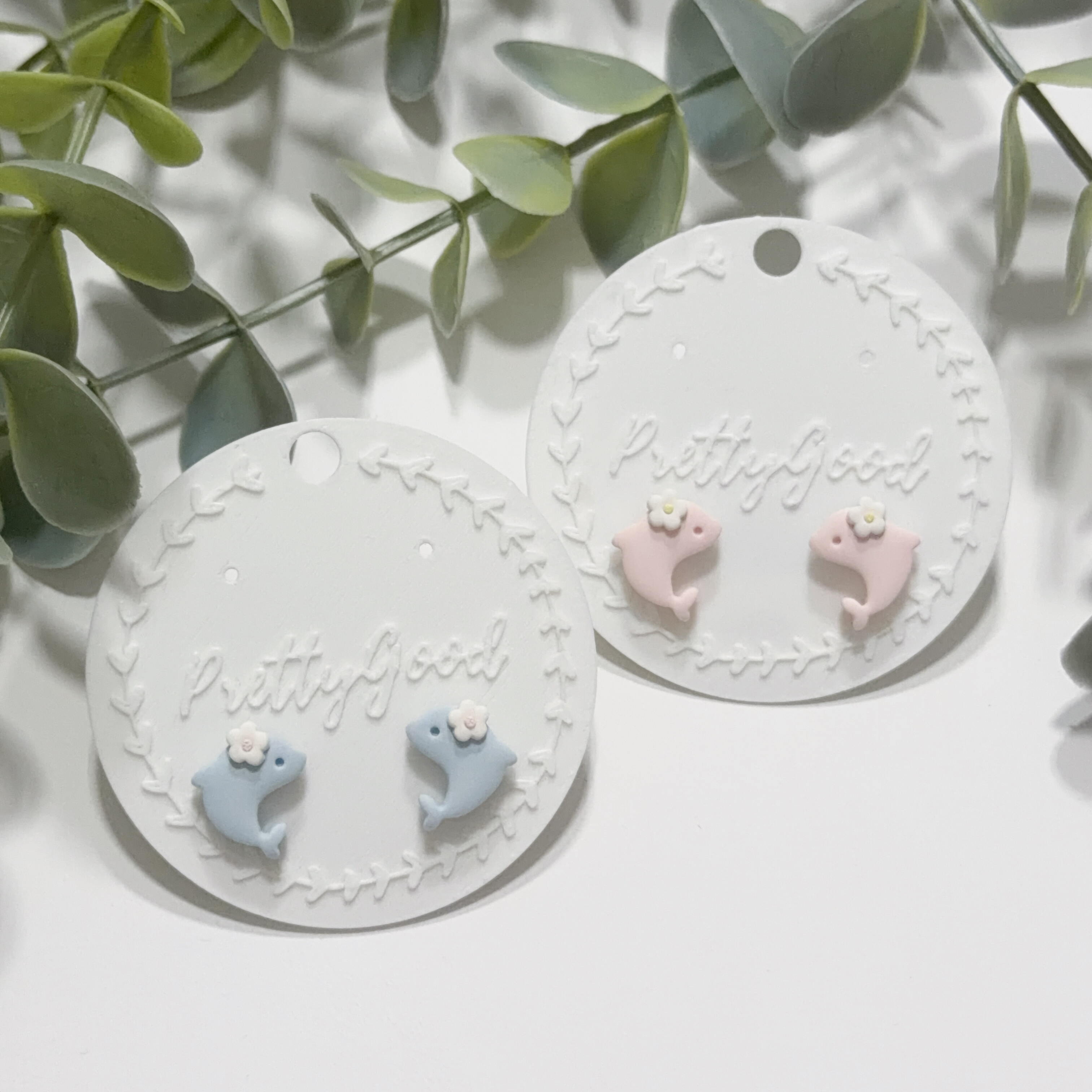 Little Dolphin Studs, Handmade Polymer Clay Earrings