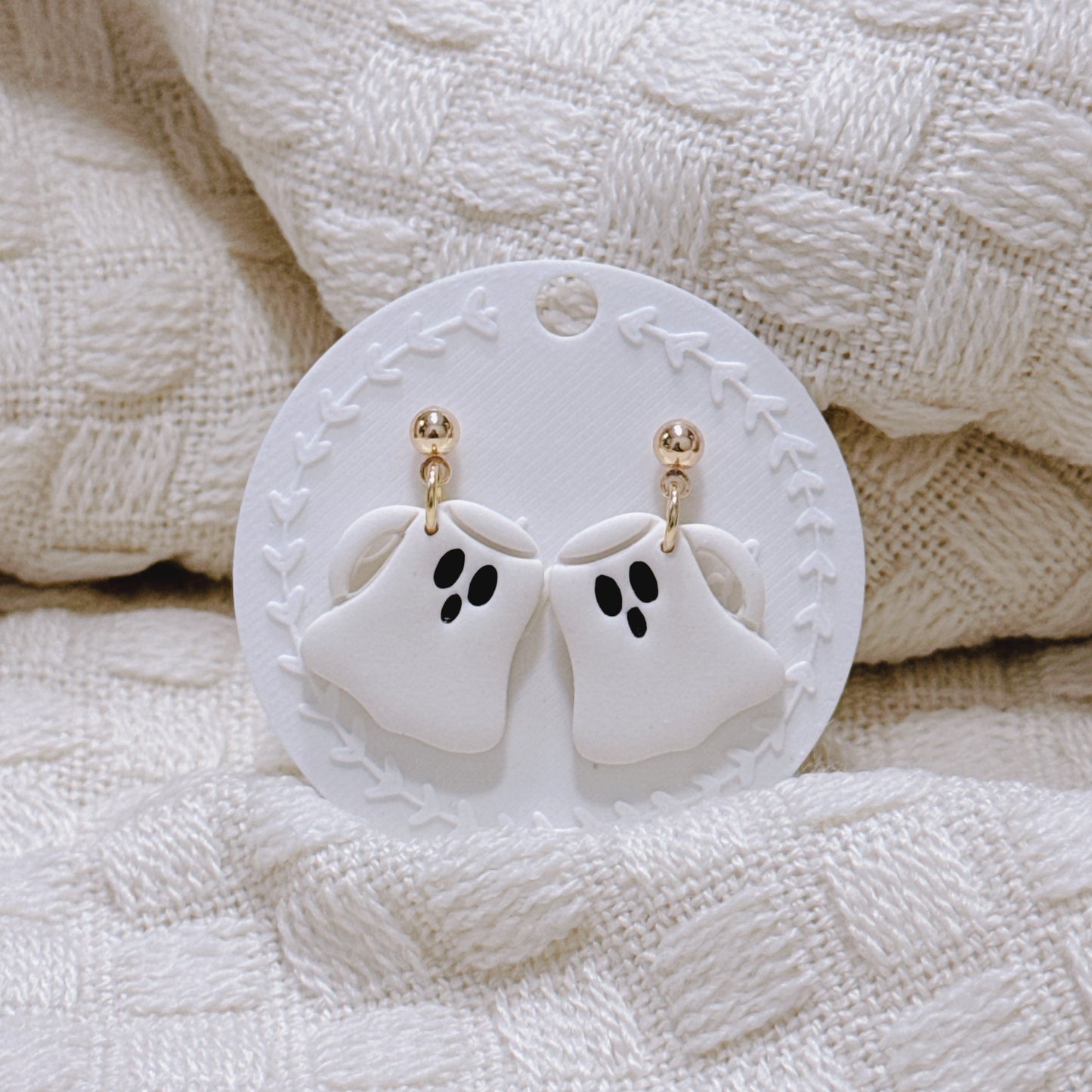 Pumpkin Mug Earrings and Ghost Mug Earrings, Handmade Polymer Clay Halloween Dangles, Cute Spooky Fall Jewelry