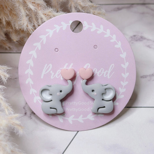 Love Baby Elephant Studs, Handmade Clay Earrings, Cute Gift for Her