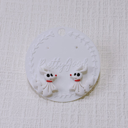 Handcrafted Ghost Dog Earrings, Cute Halloween & Christmas Inspired Studs and Dangles