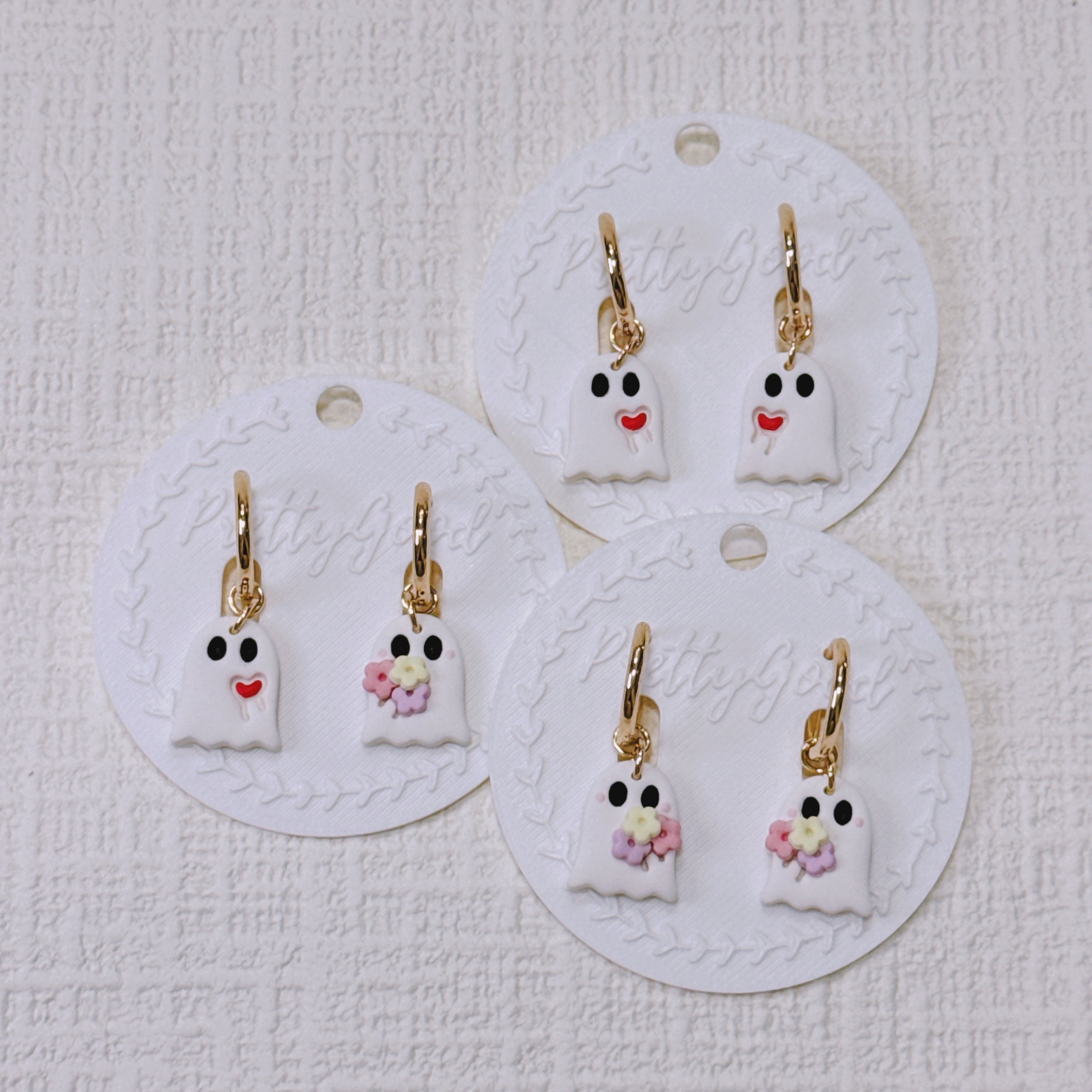Handcrafted Ghost Earrings – Cute & Floral Halloween or Summerween Huggies