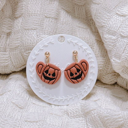 Pumpkin Mug Earrings and Ghost Mug Earrings, Handmade Polymer Clay Halloween Dangles, Cute Spooky Fall Jewelry