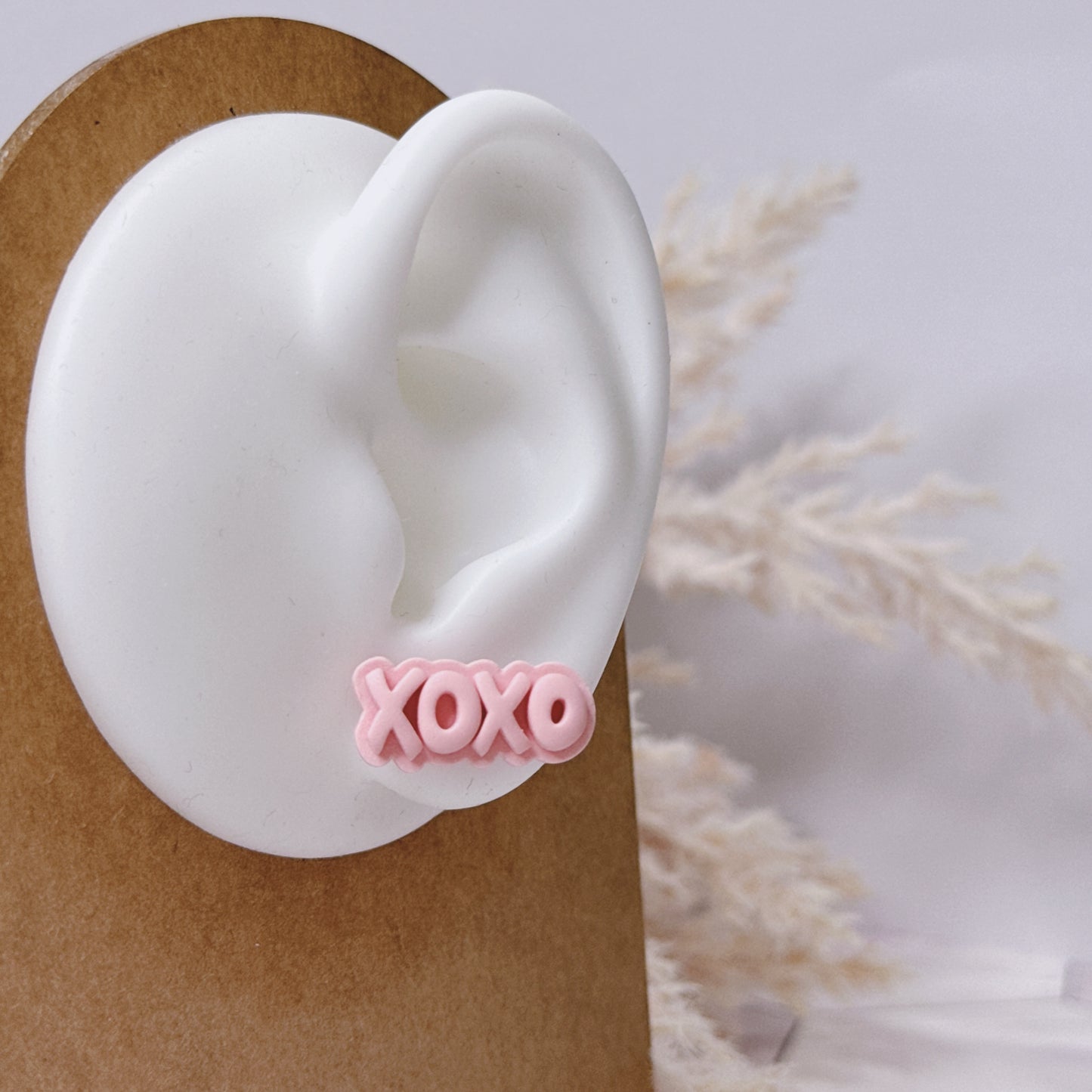 XOXO Studs, Trendy Handmade Earrings, Pink Studs, Gift for Her