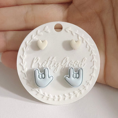 ASL I Love You Hand Sign Stud Earrings, Pastel Heart Studs, Handcrafted in Singapore, Cute Everyday Gift