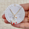 Duck Float Earrings Necklace Set Cute Summer Duck Jewelry Gold Plated Dangle Necklace Handmade Lightweight