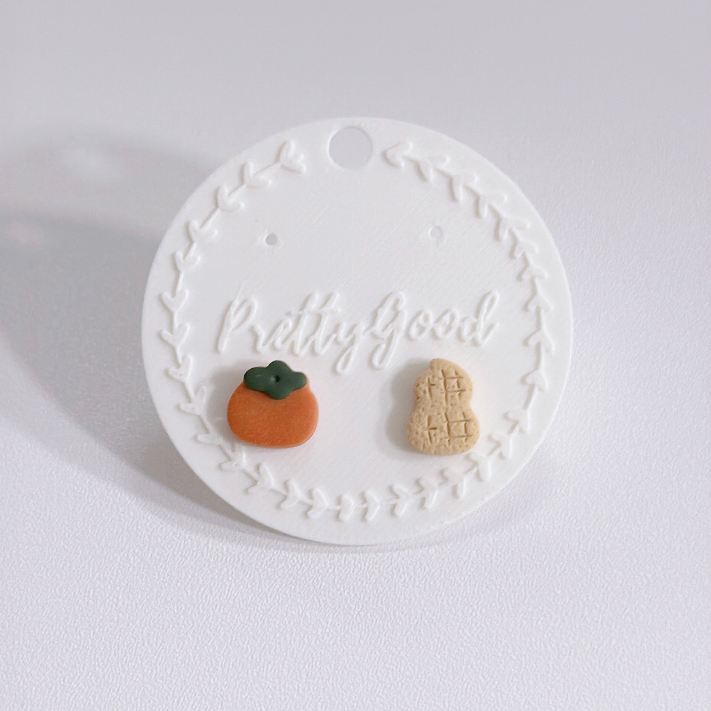 Handmade Persimmon Peanut Lucky Earrings 好运耳环