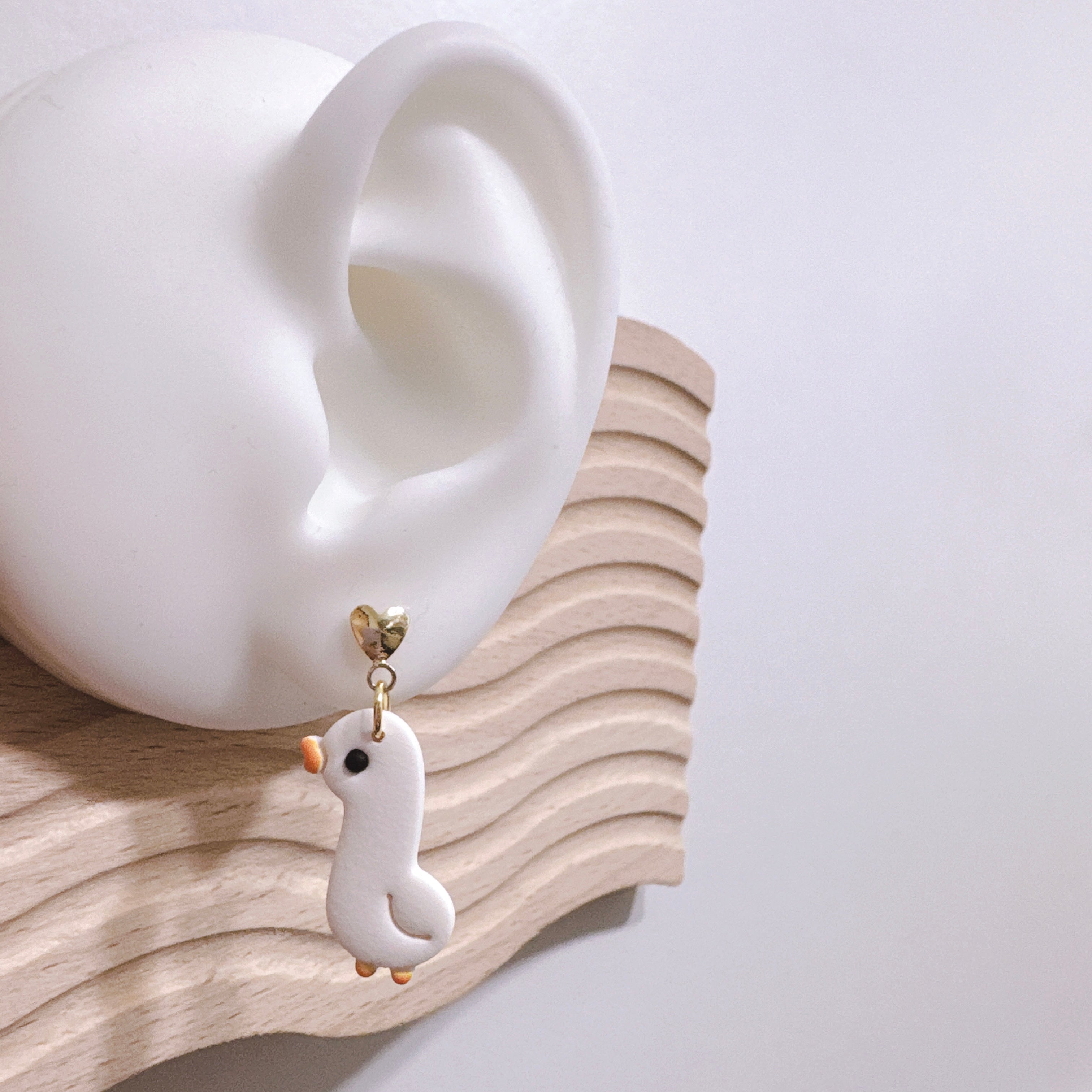 Handcrafted Chubby White Duck Dangle Earrings – Cute & Spring-Ready