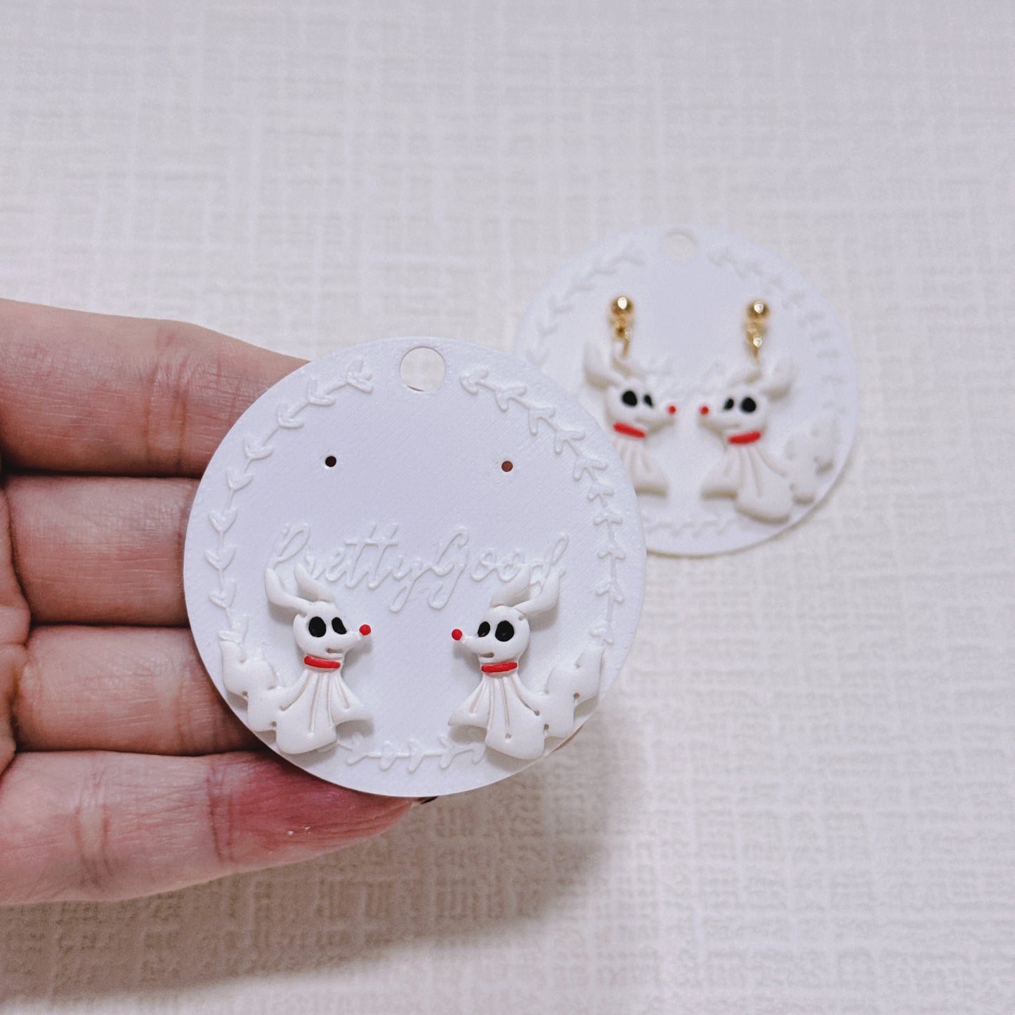 Handcrafted Ghost Dog Earrings, Cute Halloween & Christmas Inspired Studs and Dangles