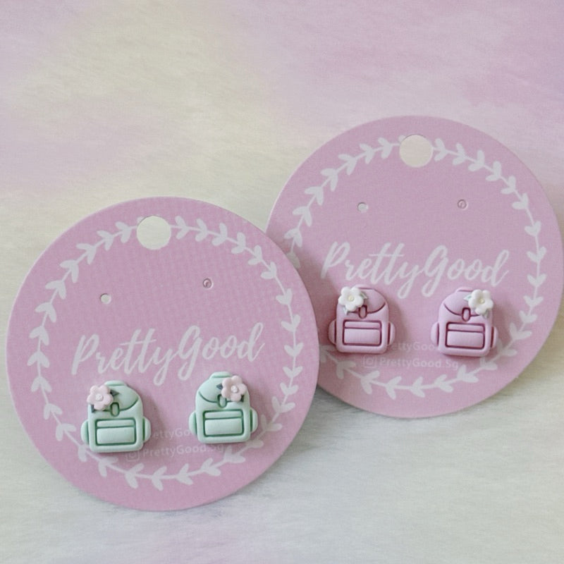 Tiny Floral School Bag Earrings
