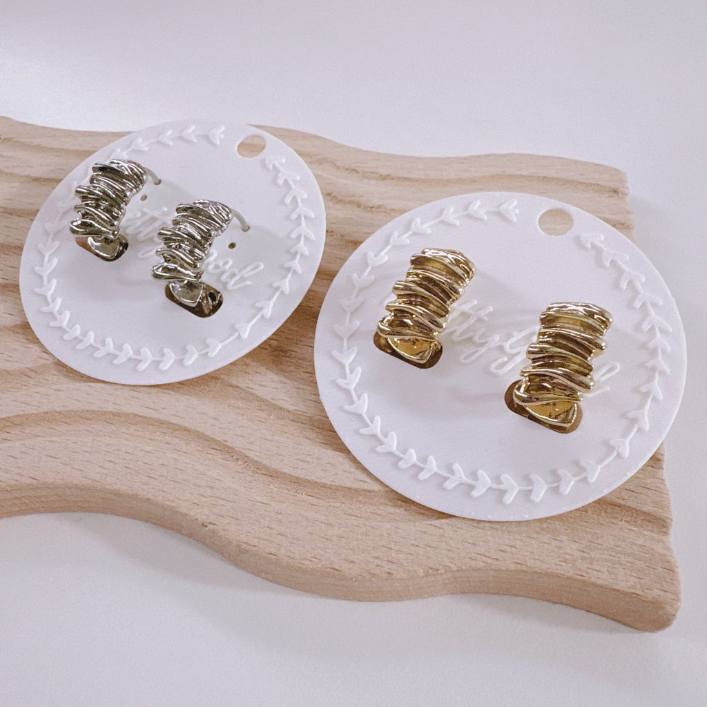 14K Gold Plated Ruffle Style Huggie Hoop Earrings - Elegant & Trendy, Gift for Her