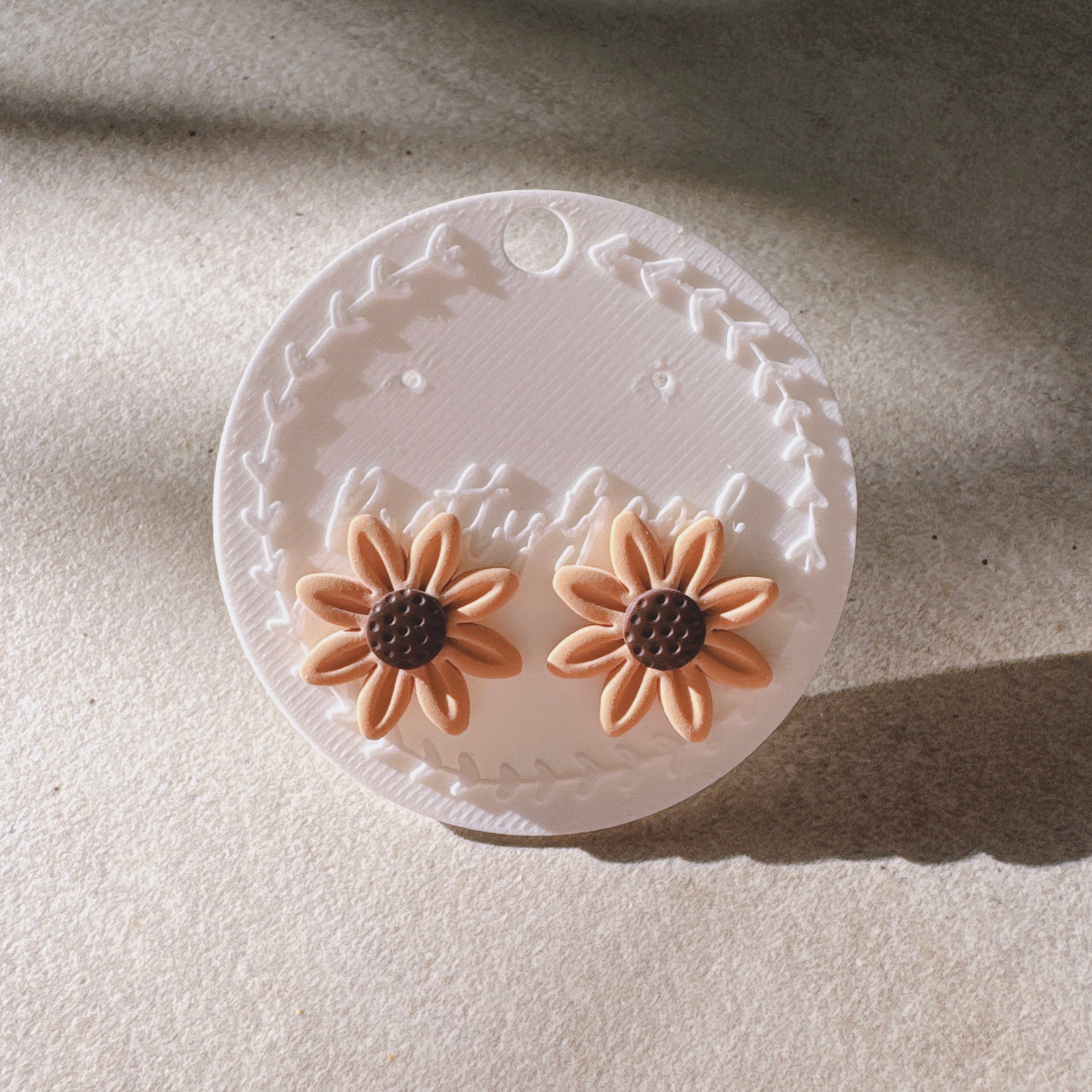 Sunflower Clay Earrings – Handmade Studs or Huggies