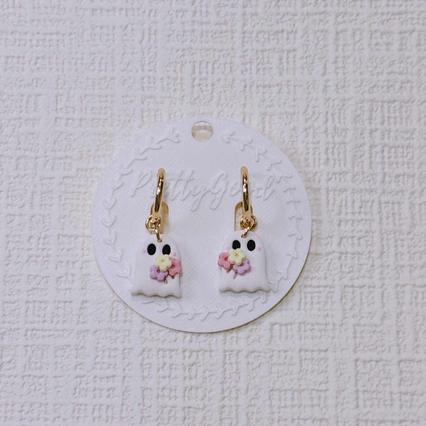 Handcrafted Ghost Earrings – Cute & Floral Halloween or Summerween Huggies
