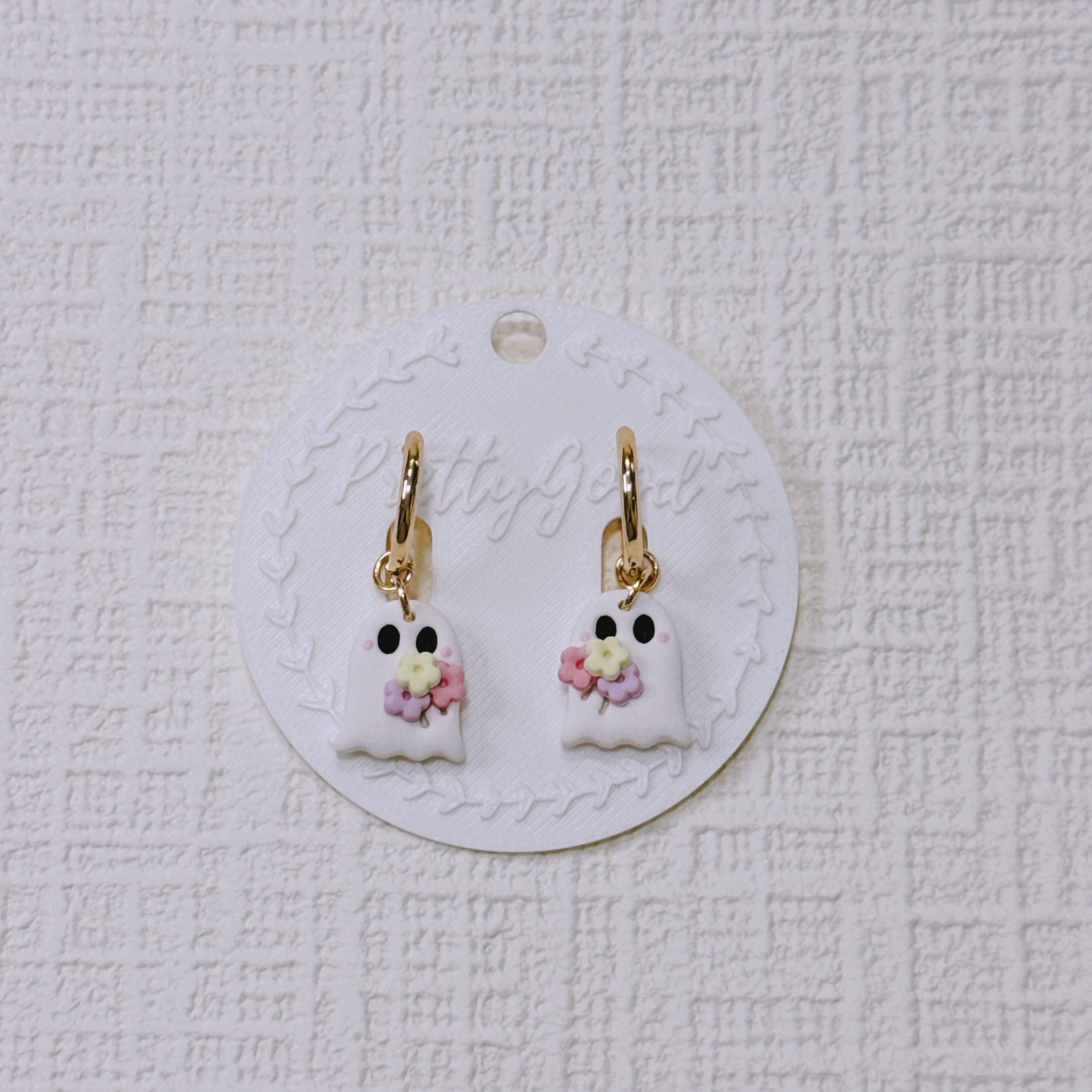 Handcrafted Ghost Earrings – Cute & Floral Halloween or Summerween Huggies