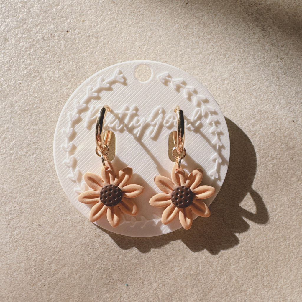 Sunflower Clay Earrings – Handmade Studs or Huggies