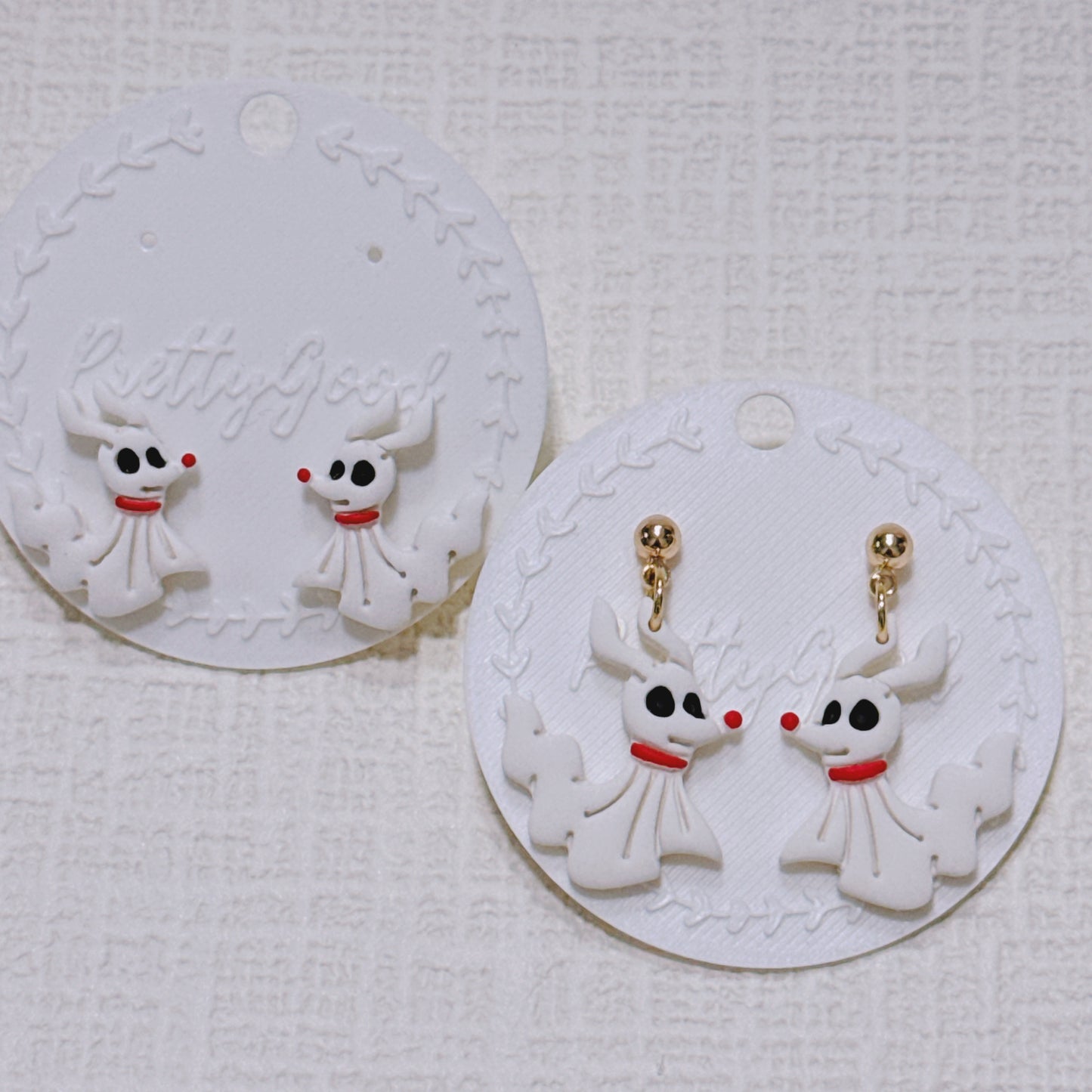 Handcrafted Ghost Dog Earrings, Cute Halloween & Christmas Inspired Studs and Dangles