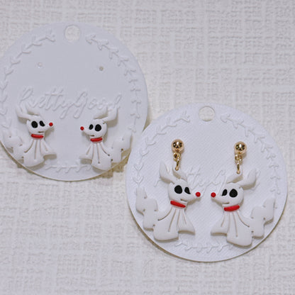 Handcrafted Ghost Dog Earrings, Cute Halloween & Christmas Inspired Studs and Dangles