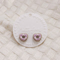 Heart Donut Stud Earrings – Handmade Polymer Clay Donut Earrings in Pink or Red Icing with Sprinkles, Cute Food-Inspired