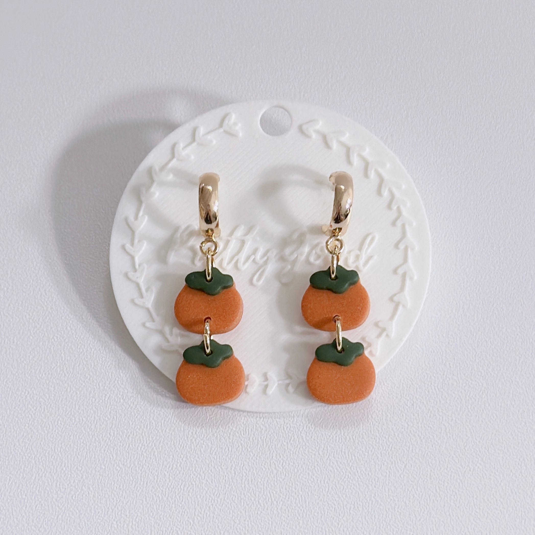 Handmade Persimmon Peanut Lucky Earrings 好运耳环