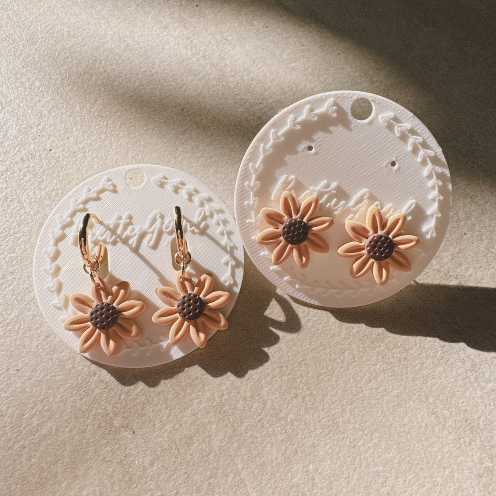 Sunflower Clay Earrings – Handmade Studs or Huggies