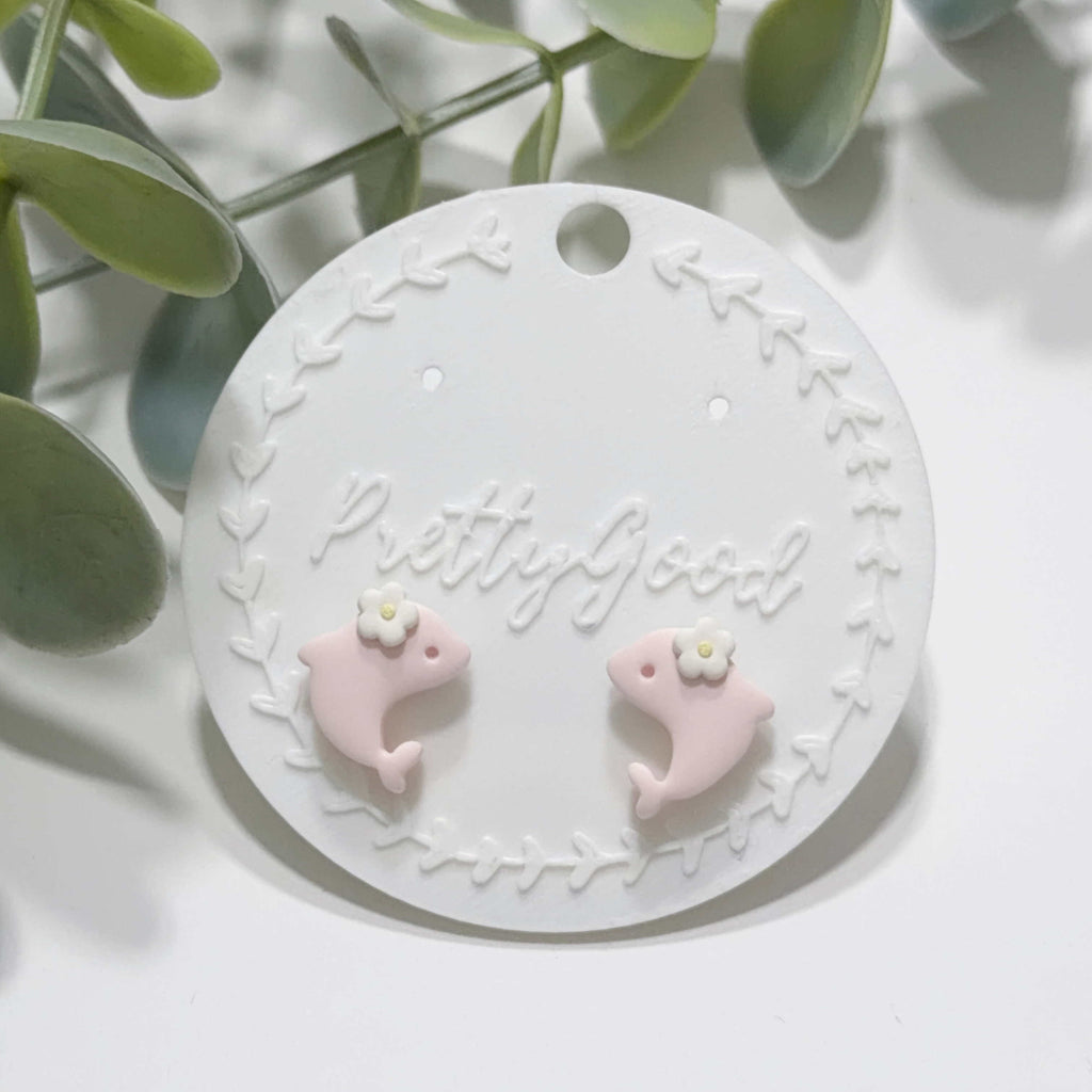 Little Dolphin Studs, Handmade Polymer Clay Earrings