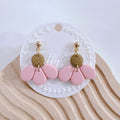 Handcrafted Pastel Pink Half Daisy Dangle Earrings – Perfect for Spring