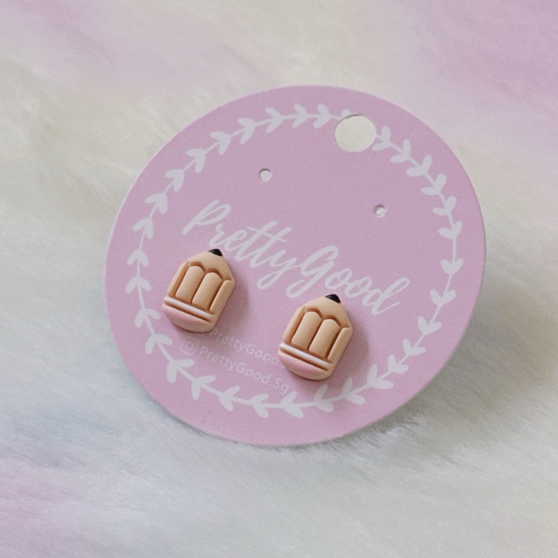 Mini Pencil Stud Earrings | Handmade Polymer Clay Earrings