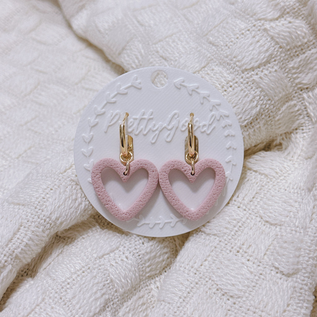 Hollow Heart Earrings | Handmade Polymer Clay Huggies