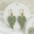 Soft Sage Leaf Polymer Clay Dangle Earrings | Minimal Green Everyday Jewelry