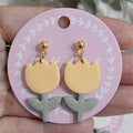 Minimalist Tulip Dangle Earrings | Handmade Polymer Clay Flower Earrings