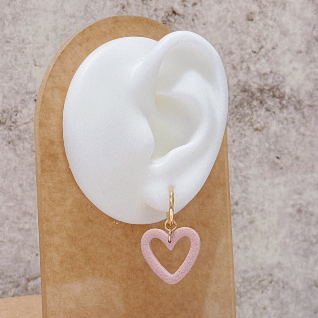 Hollow Heart Earrings | Handmade Polymer Clay Huggies