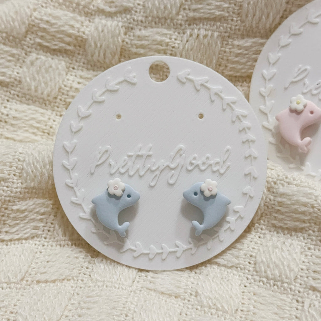 Little Dolphin Studs, Handmade Polymer Clay Earrings